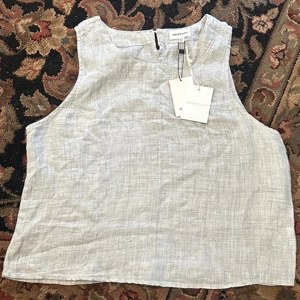 Thread & Supply Light Gray Linen Tank Top - Picture 2 of 9